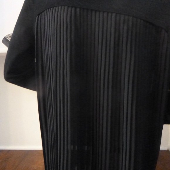ADRIANNA PAPELL PLEATED WOVEN BACK SWEATER TOP M BLACK - Picture 10 of 16